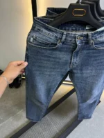 slim simple DARK BLUE jeans modern and elegant everyday look - Image 5