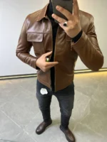 ZAC Men’s Brown Leather Jacket – Premium Designer CLASSIC  Style - Image 8