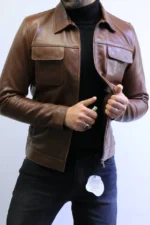 ZAC Men’s Brown Leather Jacket – Premium Designer CLASSIC  Style - Image 28