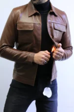 ZAC Men’s Brown Leather Jacket – Premium Designer CLASSIC  Style - Image 31