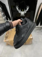 Men’s Full Black Shoes – Textured Leather, Soft Insole