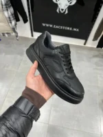 Men’s Full Black Shoes – Textured Leather, Soft Insole - Image 7