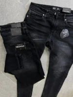 Stretch dark gray slim jeans for men , Modern Fit - Image 9