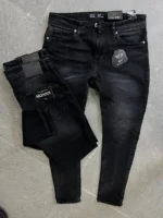 Stretch dark gray slim jeans for men , Modern Fit - Image 4