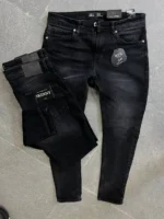 Stretch dark gray slim jeans for men , Modern Fit - Image 3