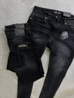 Stretch dark gray slim jeans for men , Modern Fit