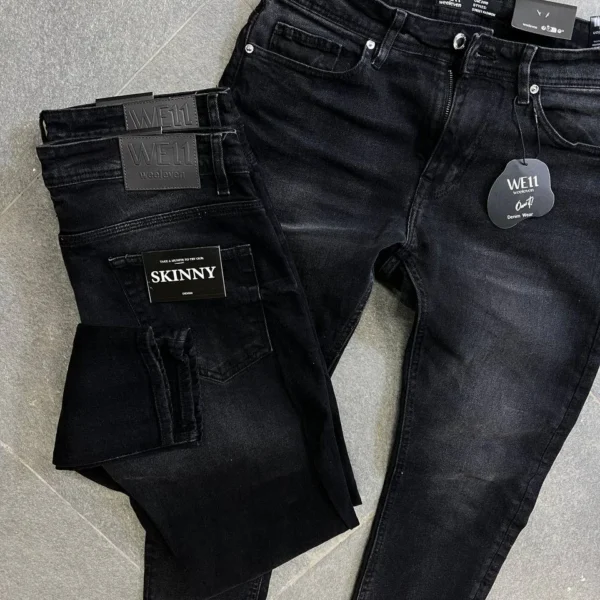 Stretch dark gray slim jeans for men , Modern Fit