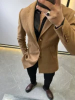 Camel Wool Coat —Premium Classic Fit , Modern Minimal Cut - Image 8