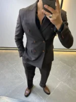 Men’s Slim Fit Double-Breasted Suit – Elegant Formal Outfit