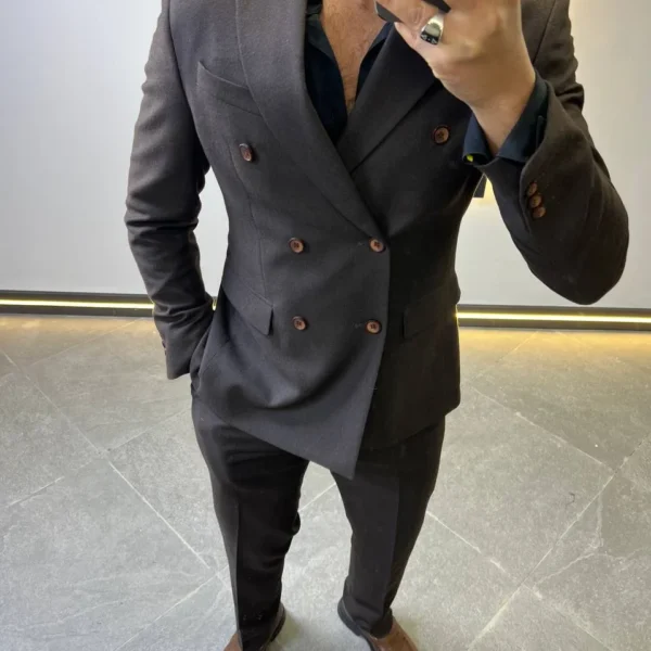 Men’s Slim Fit Double-Breasted Suit – Elegant Formal Outfit