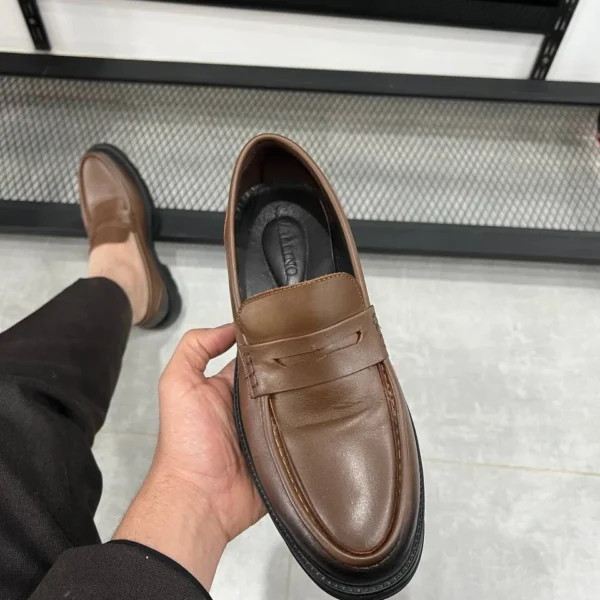 Men’s Classic Brown Leather Loafers – Comfortable Slip-On Dress Shoes