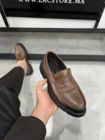 Men’s Classic Brown Leather Loafers – Comfortable Slip-On Dress Shoes - Image 3