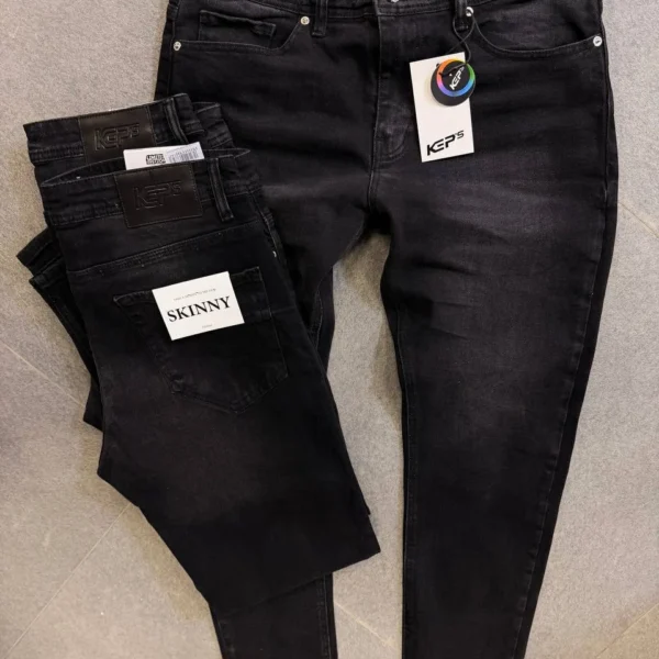 Stretch dark gray slim jeans for men , Modern Fit