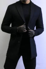 Black Wool Coat —Premium Classic Fit , Modern Minimal Cut