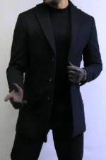Black Wool Coat —Premium Classic Fit , Modern Minimal Cut - Image 10