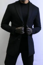 Black Wool Coat —Premium Classic Fit , Modern Minimal Cut - Image 14