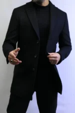 Black Wool Coat —Premium Classic Fit , Modern Minimal Cut - Image 4