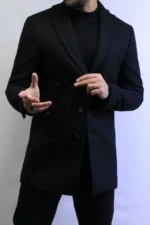 Black Wool Coat —Premium Classic Fit , Modern Minimal Cut - Image 3