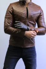 Brown Leather Jacket – Classic Slim Fit Style ZACSTORE - Image 9