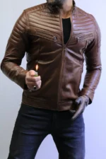 Brown Leather Jacket – Classic Slim Fit Style ZACSTORE - Image 10