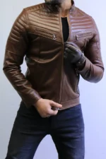 Brown Leather Jacket – Classic Slim Fit Style ZACSTORE - Image 11