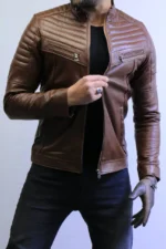 Brown Leather Jacket – Classic Slim Fit Style ZACSTORE - Image 2