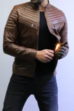 Brown Leather Jacket – Classic Slim Fit Style ZACSTORE