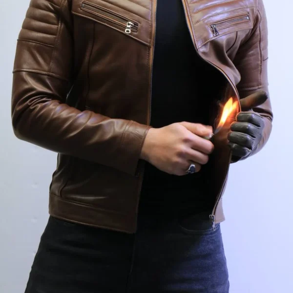 Brown Leather Jacket – Classic Slim Fit Style ZACSTORE