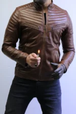 Brown Leather Jacket – Classic Slim Fit Style ZACSTORE - Image 8