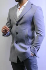 light gray Wool Coat —Premium Classic Fit , Modern Minimal Cut basic - Image 7