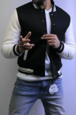 Men’s Two-Tone Bomber Jacket – Varsity Style Casual Jacket - Image 2