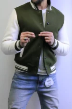 Men’s Two-Tone Bomber Jacket – Varsity Style Casual Jacket - Image 9