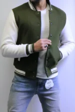 Men’s Two-Tone Bomber Jacket – Varsity Style Casual Jacket - Image 3