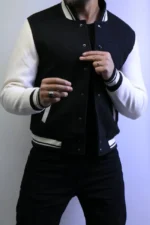 Men’s Two-Tone Bomber Jacket – Varsity Style Casual Jacket - Image 8