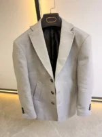 light gray Wool Coat —Premium Classic Fit , Modern Minimal Cut basic - Image 6