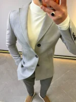 light gray Wool Coat —Premium Classic Fit , Modern Minimal Cut basic - Image 23