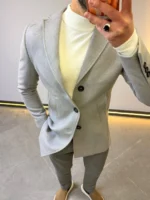 light gray Wool Coat —Premium Classic Fit , Modern Minimal Cut basic - Image 15