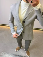 light gray Wool Coat —Premium Classic Fit , Modern Minimal Cut basic - Image 25