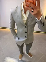 light gray Wool Coat —Premium Classic Fit , Modern Minimal Cut basic - Image 18