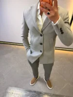 light gray Wool Coat —Premium Classic Fit , Modern Minimal Cut basic - Image 20