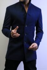 dark Blue Wool Coat —Premium Classic Fit , Modern Minimal Cut