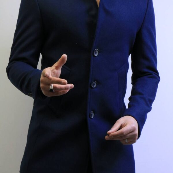 dark Blue Wool Coat —Premium Classic Fit , Modern Minimal Cut