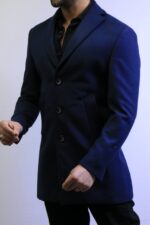 dark Blue Wool Coat —Premium Classic Fit , Modern Minimal Cut - Image 3