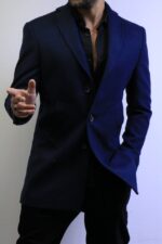 dark Blue Wool Coat —Premium Classic Fit , Modern Minimal Cut - Image 8