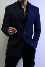 dark Blue Wool Coat —Premium Classic Fit , Modern Minimal Cut - Image 2