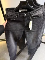 Stretch dark gray slim jeans for men , Modern Fit - Image 2