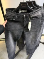 Stretch dark gray slim jeans for men , Modern Fit - Image 3