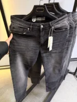 Stretch dark gray slim jeans for men , Modern Fit - Image 4