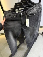Stretch dark gray slim jeans for men , Modern Fit