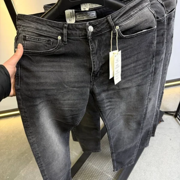 Stretch dark gray slim jeans for men , Modern Fit